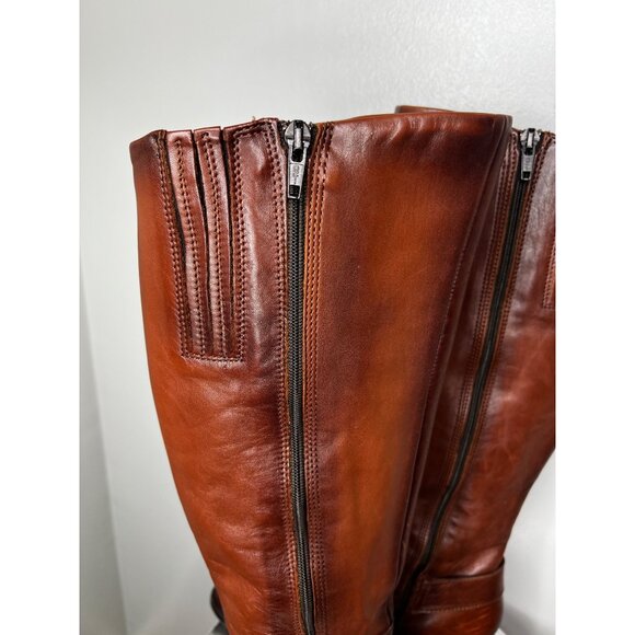 Aldo Brown Leather Knee-Length Riding Boots With Side Zipper Size 6 - Picture 4 of 16